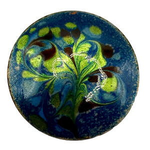 Inga Carlson Mid Century MCM Enamel on Copper Brooch Signed Vintage Jewelry